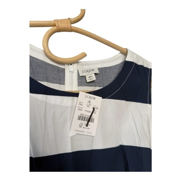 J. Crew **Navy Bold Stripe Poplin Midi Dress with Pocket Size 8P with No belt - Picture 5 of 14